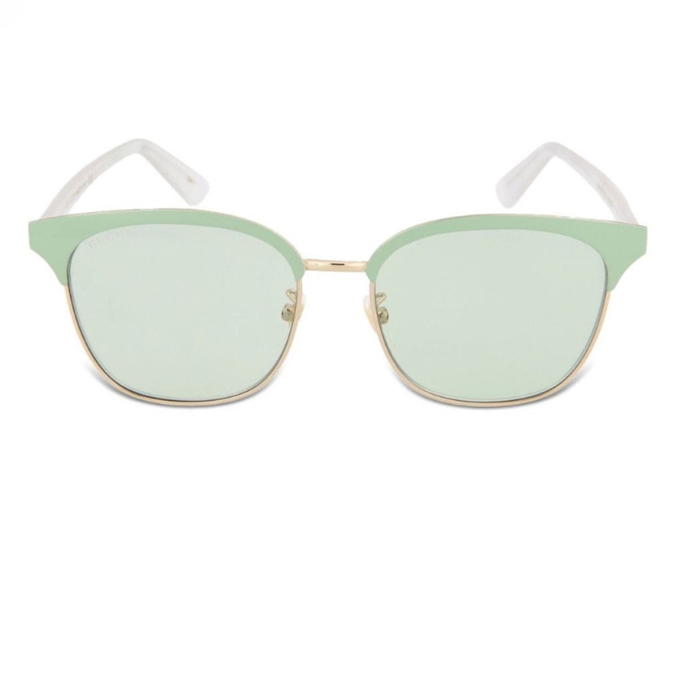 NWOT Gucci Clubmaster Sunglasses Green Gold Square Frame Designer Spring Women - Picture 3 of 7